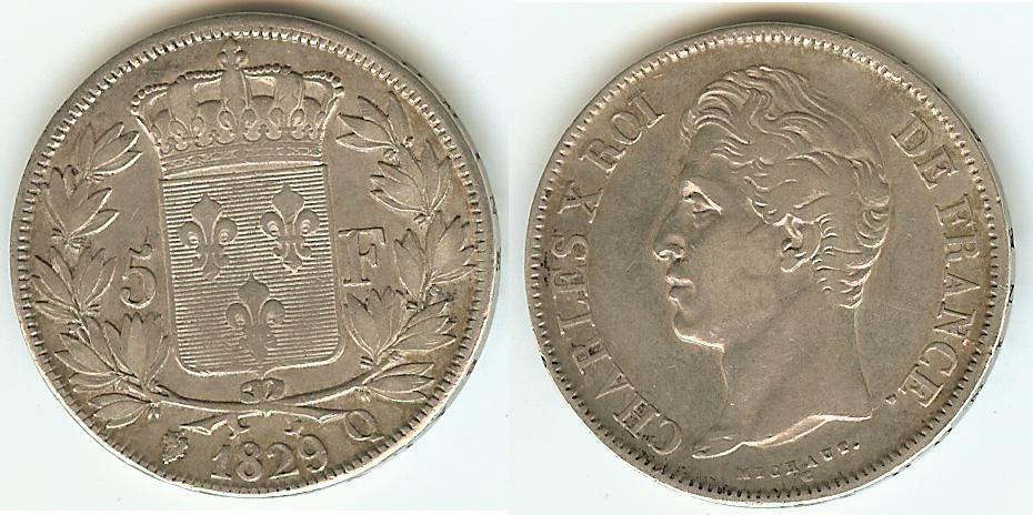 5 Francs Charles X 1829Q Perpignan aEF
